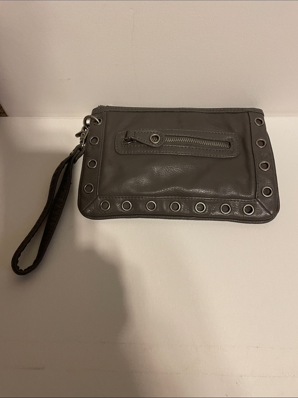 Converse Gray Wristlet Clutch with Grommet Trim